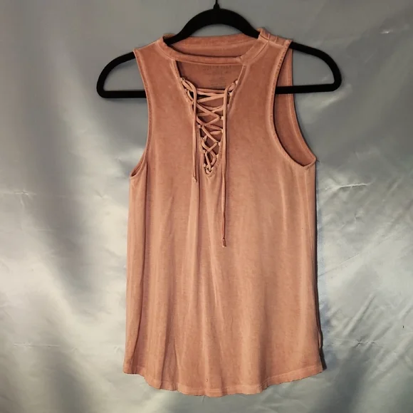 Soft & Sexy Aerie Lace-Up Tank Top - Washed Pink Sz Xs-S - Picture 1 of 5